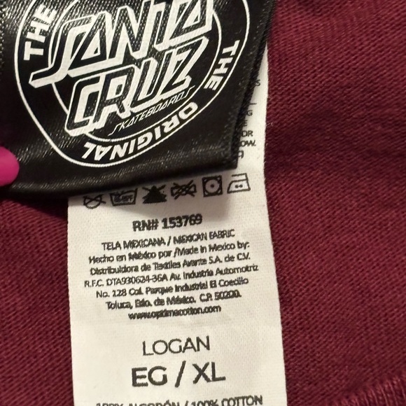 Santa Cruz Skateboards Burgundy Long Sleeve Tee Size XL - Picture 8 of 8